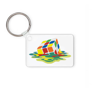 Acrylic rectangular keychain 6 x 4 cm